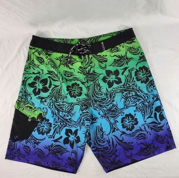 Maui & Sons Trunks Board Shorts Blue Green - Picture 1 of 11